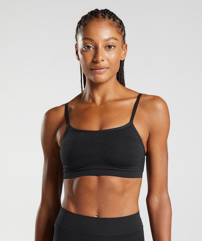 Gymshark Seamless Jacquard Bralette Sportmelltartó Női Fekete  Hungary |  TDNRH-4297