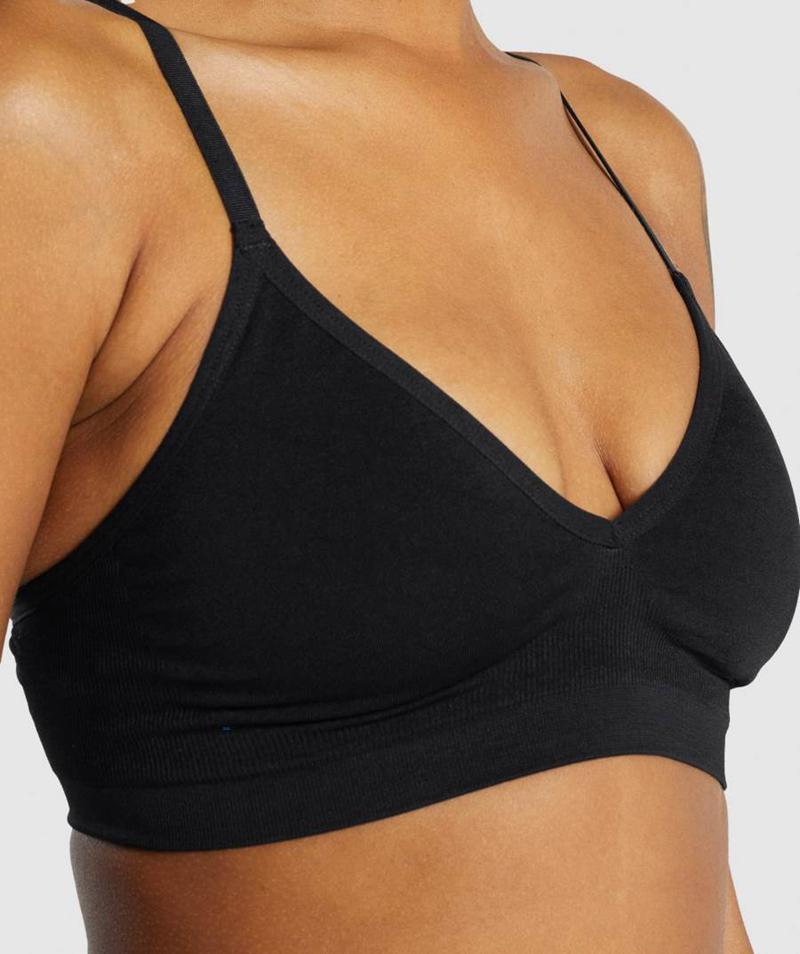 Gymshark Seamless Low Neck Bralette Fehérnemű Női Fekete  Hungary |  JSPDM-6820