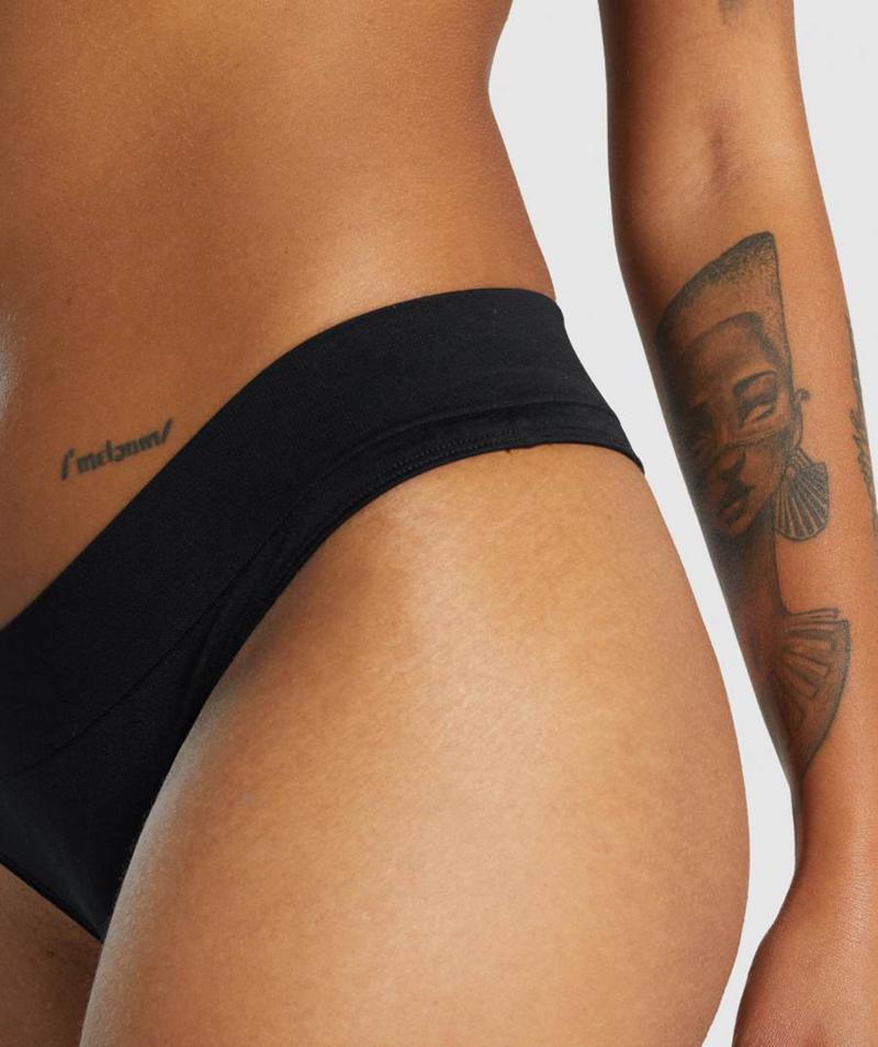 Gymshark Seamless Tanga Fehérnemű Női Fekete  Hungary |  TCILG-0634