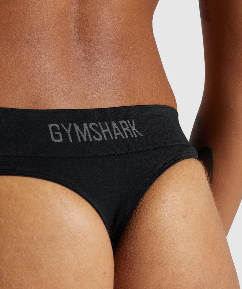 Gymshark Seamless Tanga Fehérnemű Női Fekete  Hungary |  TCILG-0634