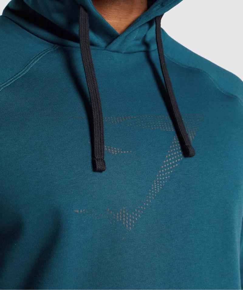 Gymshark Sharkhead Infill Kapucnis Pulóver Férfi Türkiz  Hungary |  AXGNY-2349