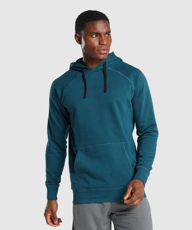 Gymshark Sharkhead Infill Kapucnis Pulóver Férfi Türkiz  Hungary |  AXGNY-2349