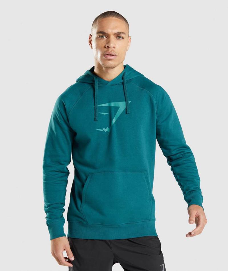 Gymshark Sharkhead Infill Kapucnis Pulóver Férfi Türkiz  Hungary |  GDZHW-3598