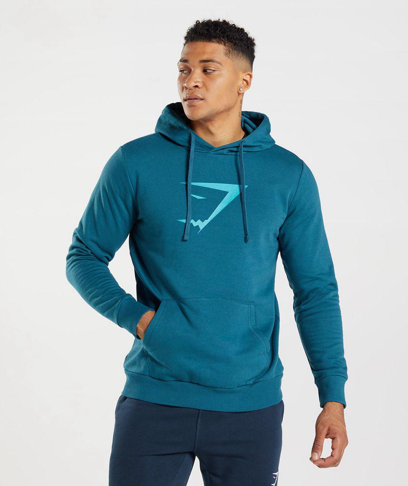 Gymshark Sharkhead Infill Kapucnis Pulóver Férfi Kék  Hungary |  TLJUM-5432