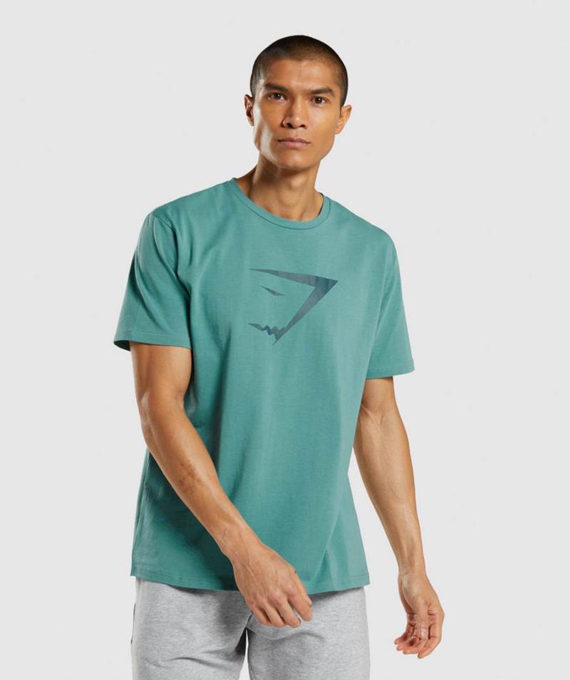 Gymshark Sharkhead Infill T-Shirts Férfi Türkiz  Hungary |  CJXPF-7516