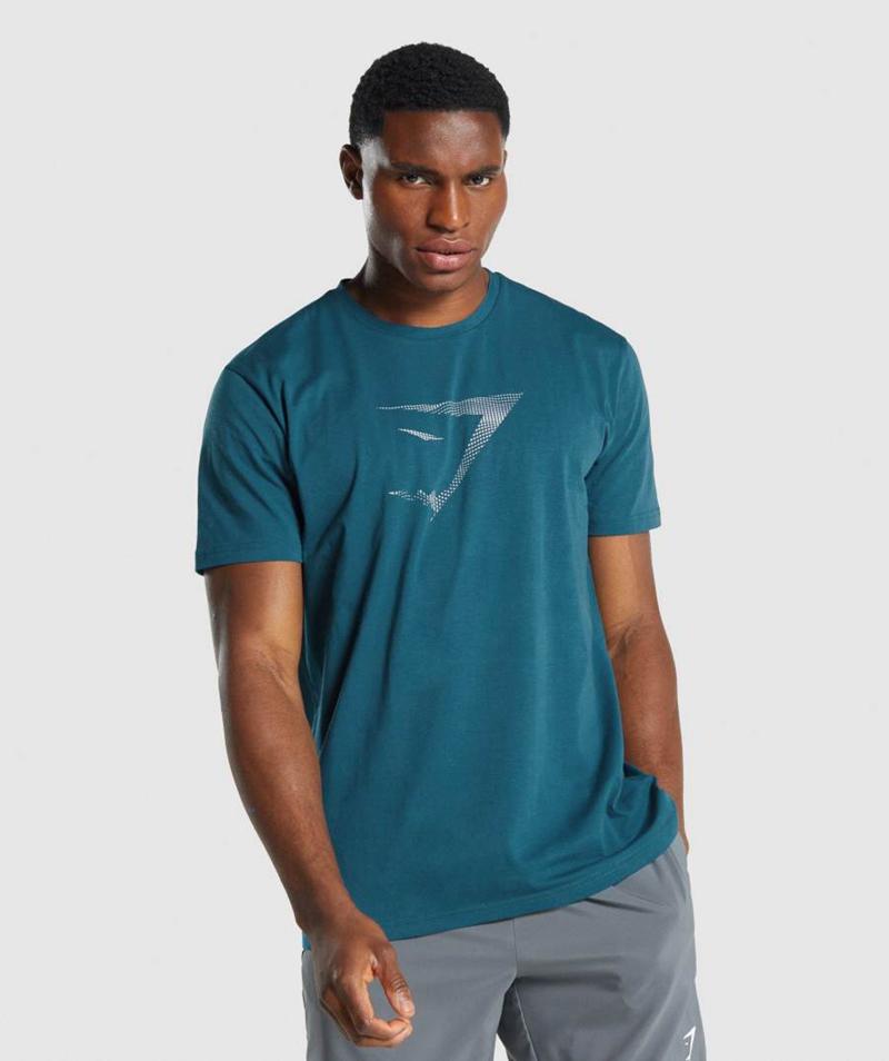 Gymshark Sharkhead Infill T-Shirts Férfi Türkiz  Hungary |  JWHSB-2584