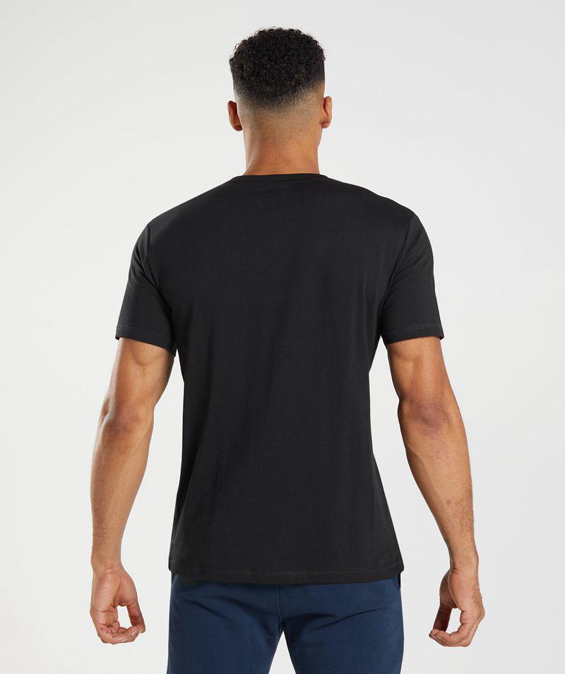 Gymshark Sharkhead Infill T-Shirts Férfi Fekete  Hungary |  LWBJN-1098