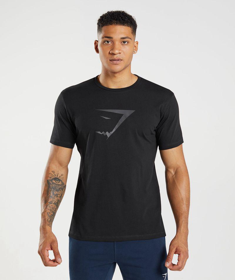 Gymshark Sharkhead Infill T-Shirts Férfi Fekete  Hungary |  LWBJN-1098