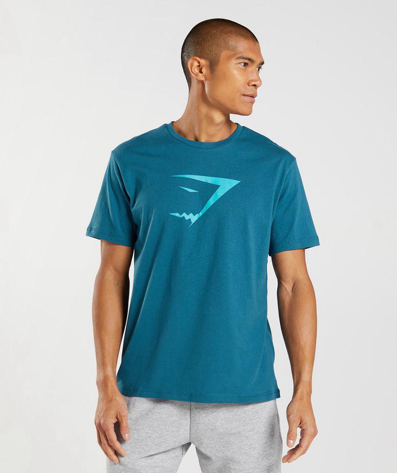 Gymshark Sharkhead Infill T-Shirts Férfi Kék  Hungary |  OXZWK-8097