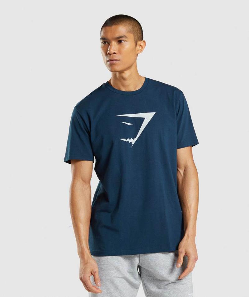 Gymshark Sharkhead Infill T-Shirts Férfi Sötétkék  Hungary |  VYEXD-9847