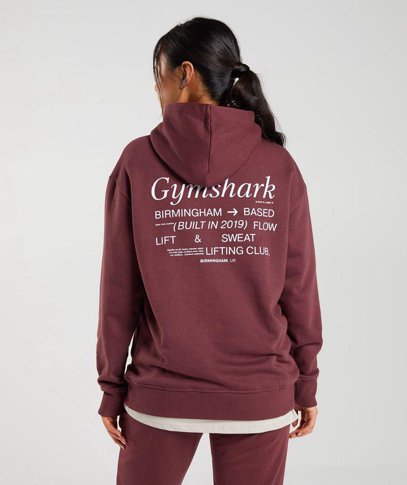 Gymshark Social Club Oversized Kapucnis Pulóver Női Bordó  Hungary |  EGKRJ-6974