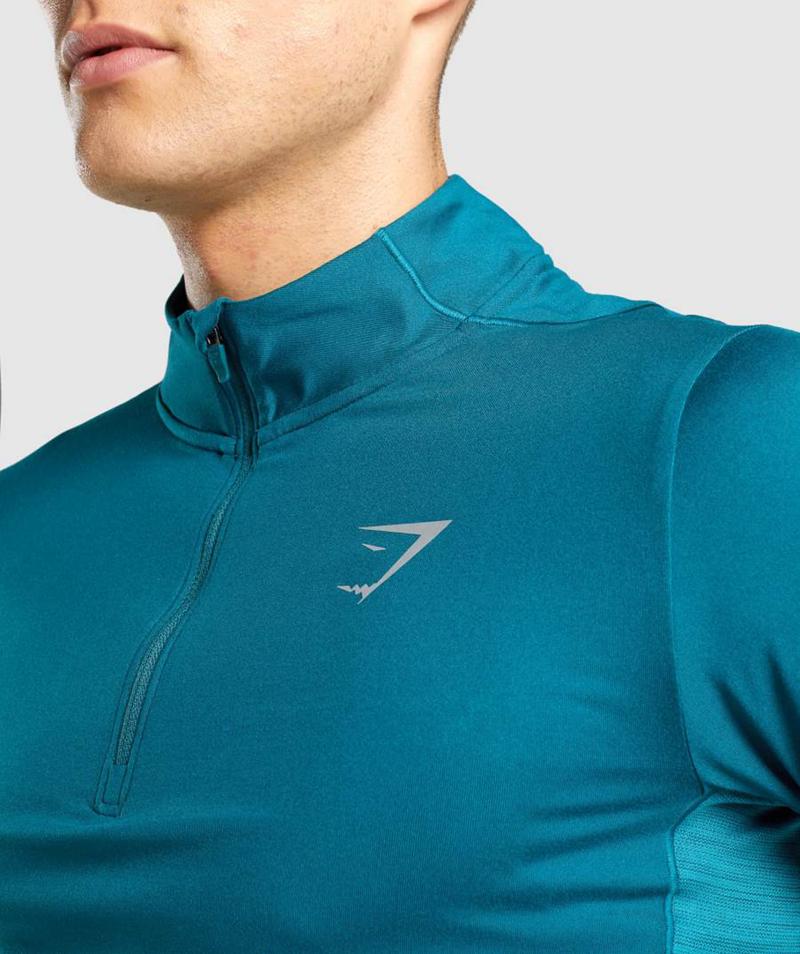 Gymshark Speed 1/4 Zip Pulóver Férfi Türkiz  Hungary |  JSQAG-1369