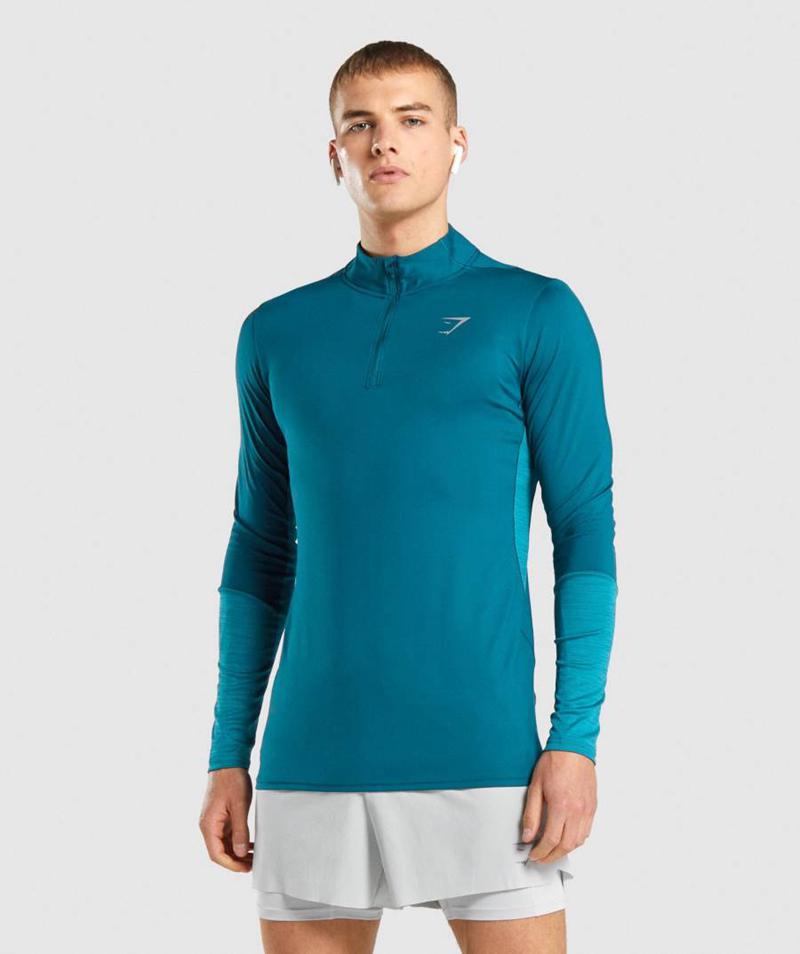 Gymshark Speed 1/4 Zip Pulóver Férfi Türkiz  Hungary |  JSQAG-1369