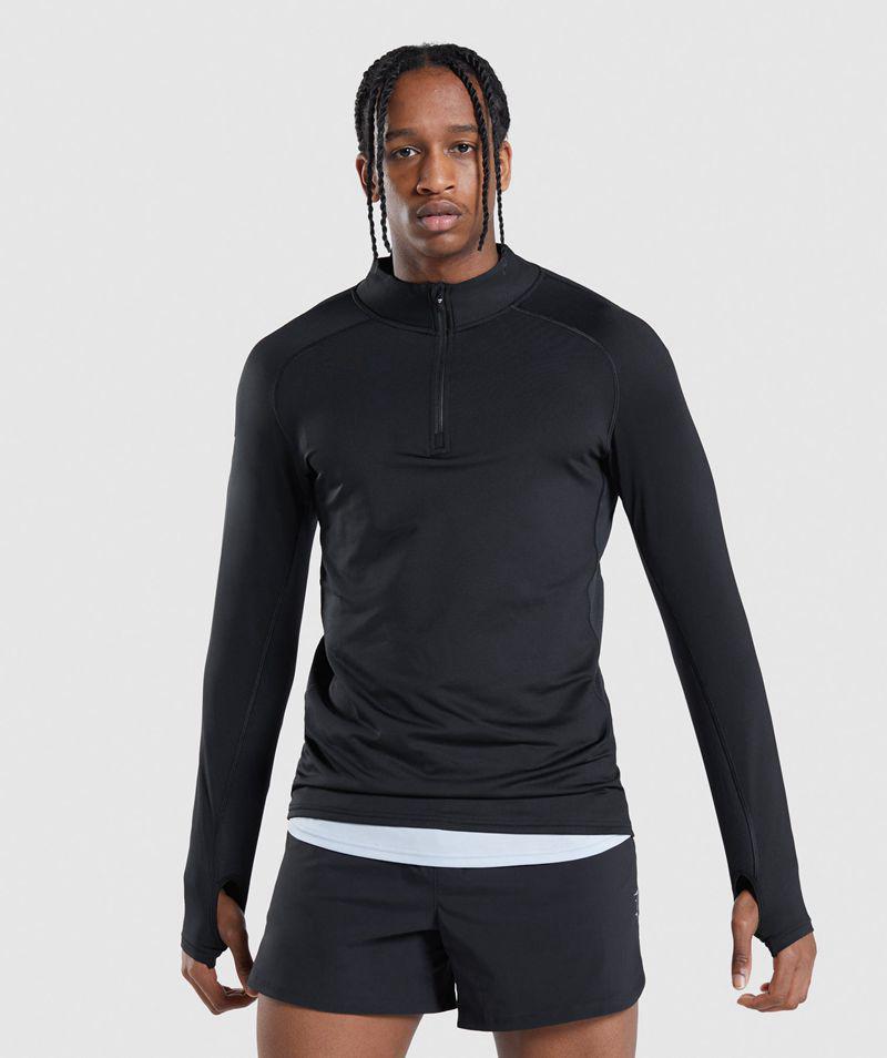 Gymshark Speed Evolve 1/4 Zip Pulóverek Férfi Fekete  Hungary |  LDSVJ-4870