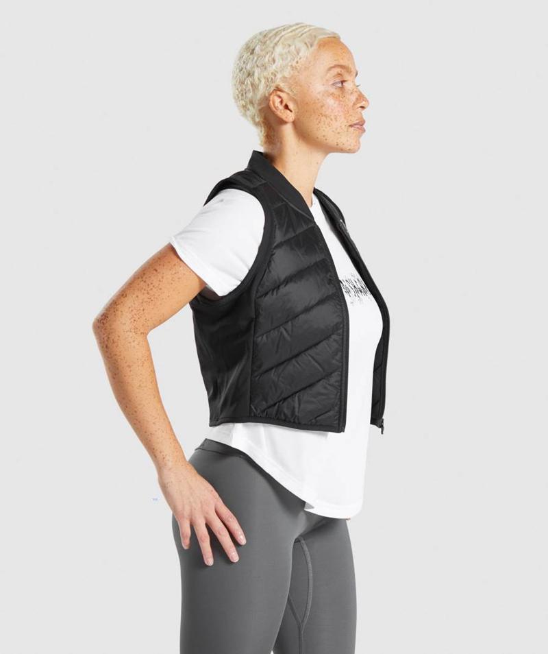 Gymshark Speed Gilet Kabát Női Fekete  Hungary |  TMLXP-8973