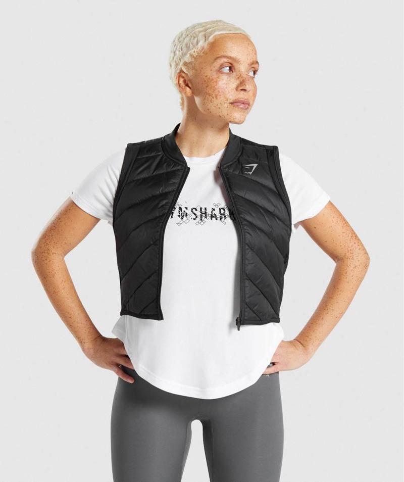 Gymshark Speed Gilet Kabát Női Fekete  Hungary |  TMLXP-8973