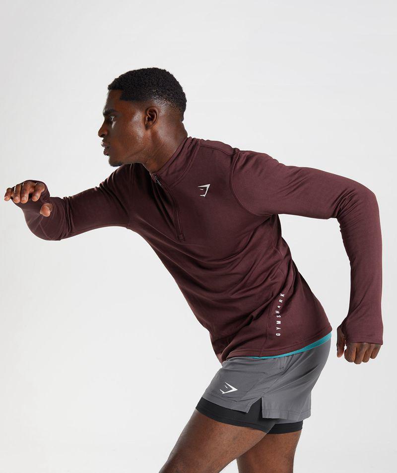 Gymshark Sport 1/4 Zip Pulóverek Férfi Bordó  Hungary |  BTSJR-6581