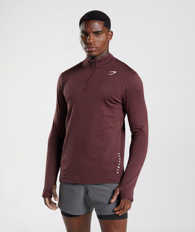 Gymshark Sport 1/4 Zip Pulóverek Férfi Bordó  Hungary |  BTSJR-6581