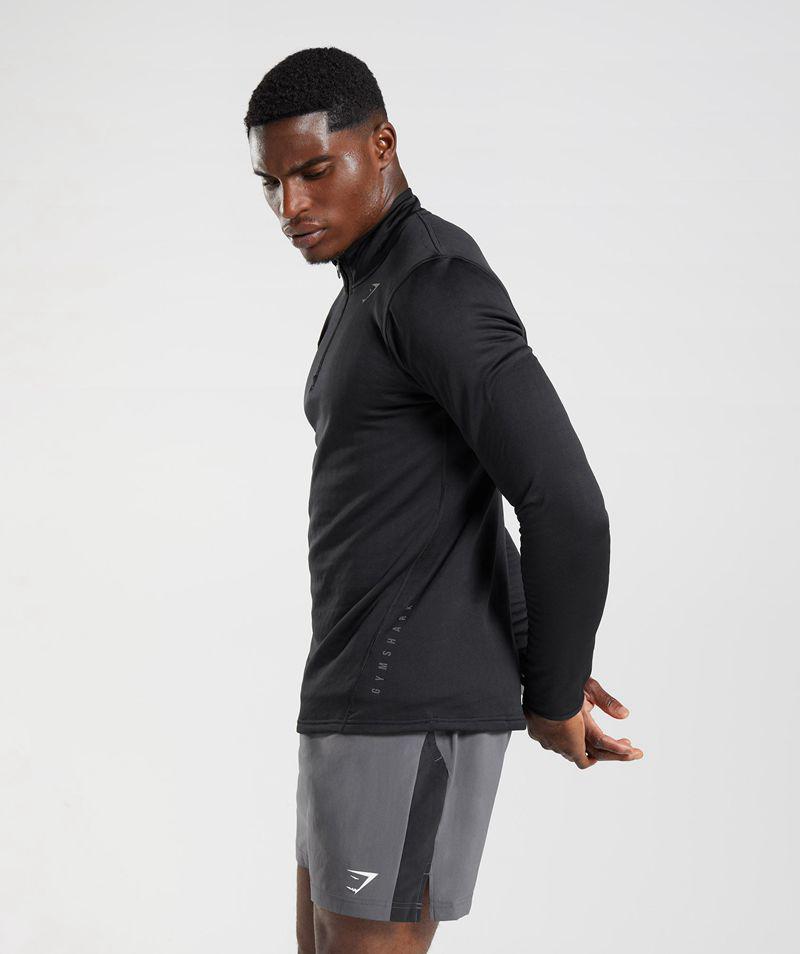 Gymshark Sport 1/4 Zip Pulóverek Férfi Fekete  Hungary |  XGDLH-7502