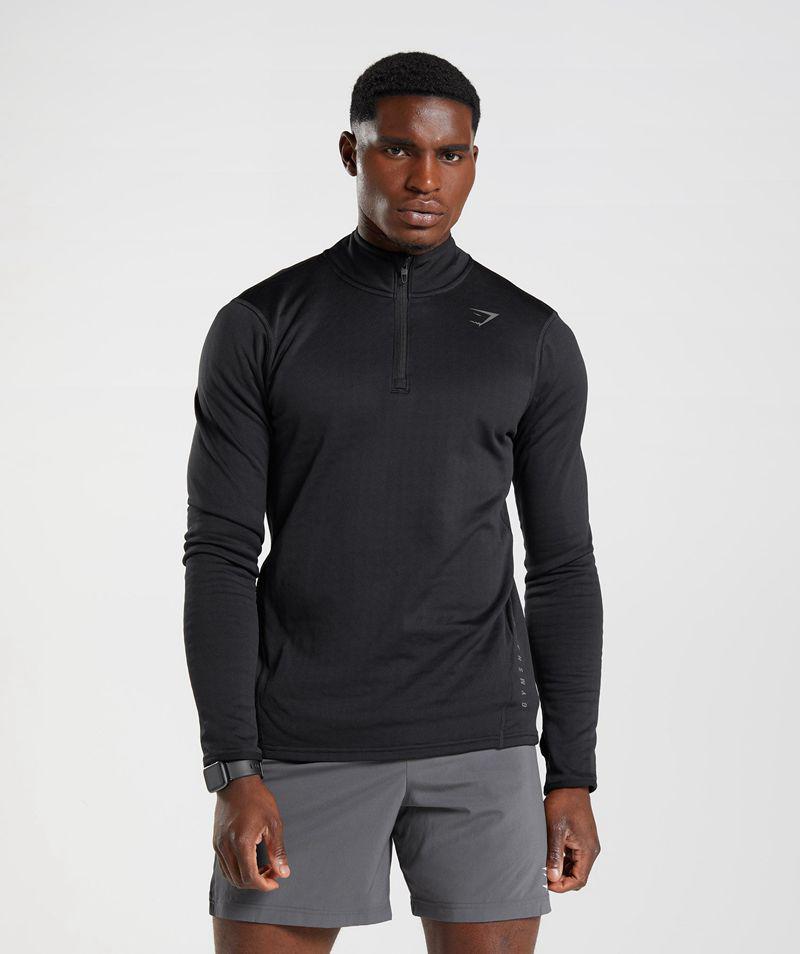 Gymshark Sport 1/4 Zip Pulóverek Férfi Fekete  Hungary |  XGDLH-7502