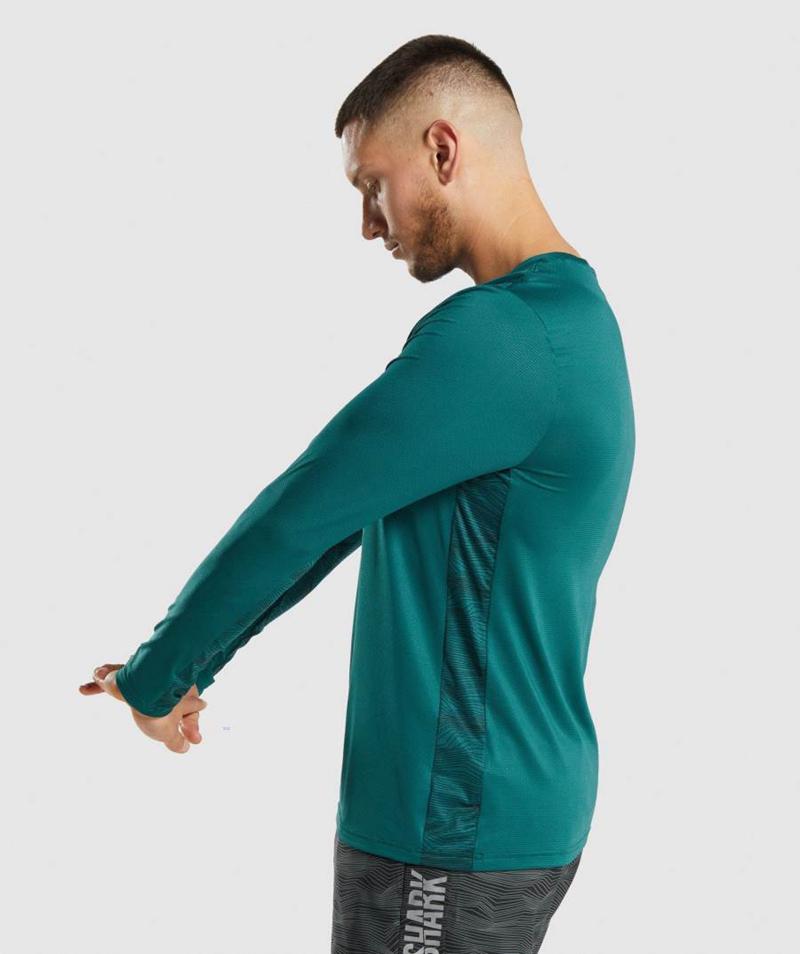 Gymshark Sport Long Sleeve Pulóverek Férfi Türkiz  Hungary |  VAHYQ-0382