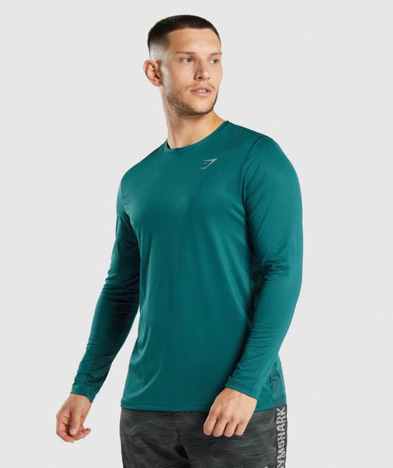 Gymshark Sport Long Sleeve Pulóverek Férfi Türkiz  Hungary |  VAHYQ-0382