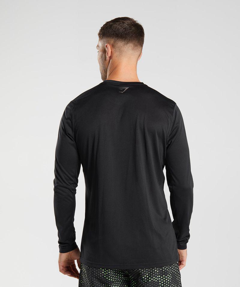 Gymshark Sport Long Sleeve T-Shirts Férfi Fekete  Hungary |  JUXTY-9216