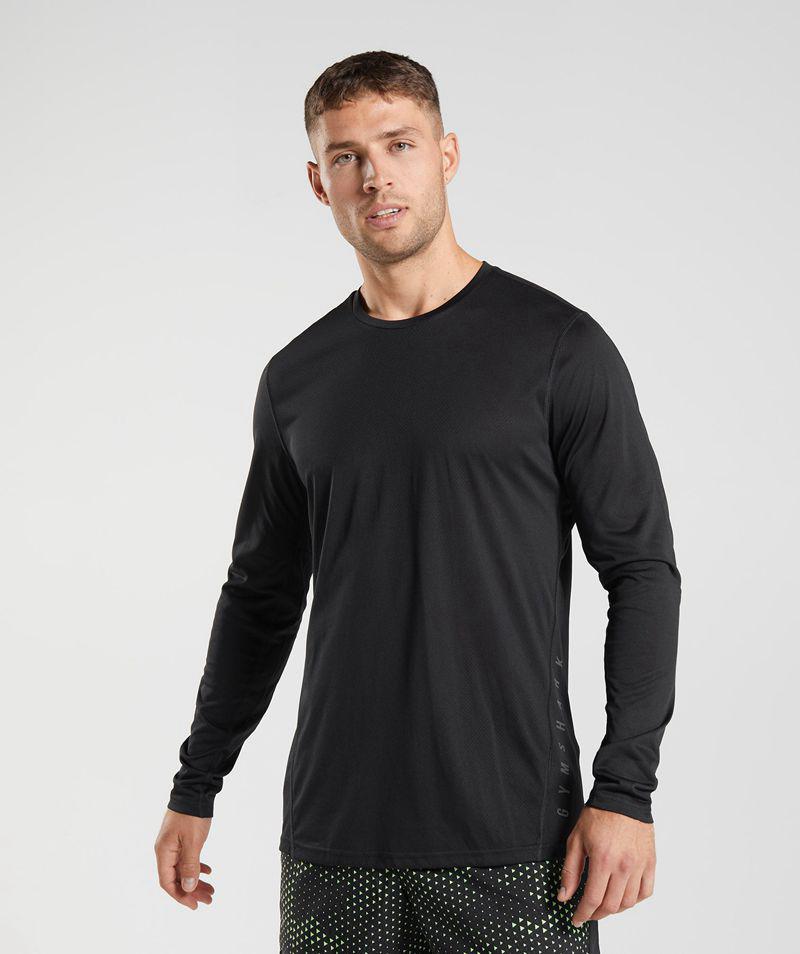 Gymshark Sport Long Sleeve T-Shirts Férfi Fekete  Hungary |  JUXTY-9216