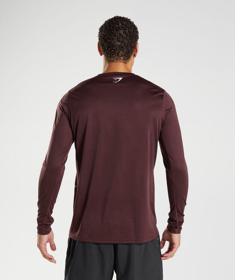 Gymshark Sport Long Sleeve T-Shirts Férfi Bordó  Hungary |  QSYBG-9483