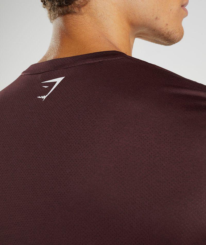 Gymshark Sport Long Sleeve T-Shirts Férfi Bordó  Hungary |  QSYBG-9483