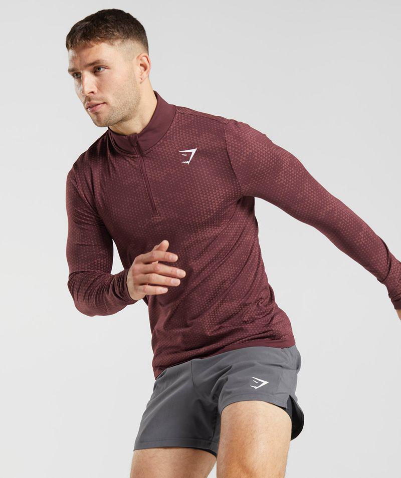 Gymshark Sport Seamless 1/4 Zip Pulóverek Férfi Bordó  Hungary |  QXEHI-7235