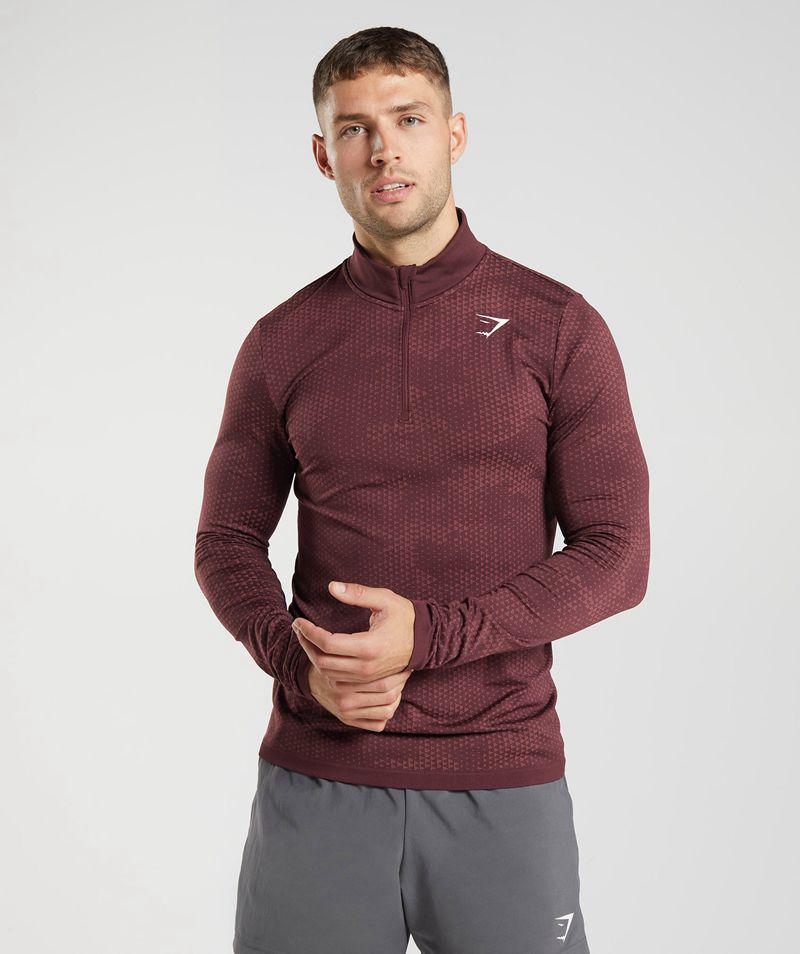 Gymshark Sport Seamless 1/4 Zip Pulóverek Férfi Bordó  Hungary |  QXEHI-7235