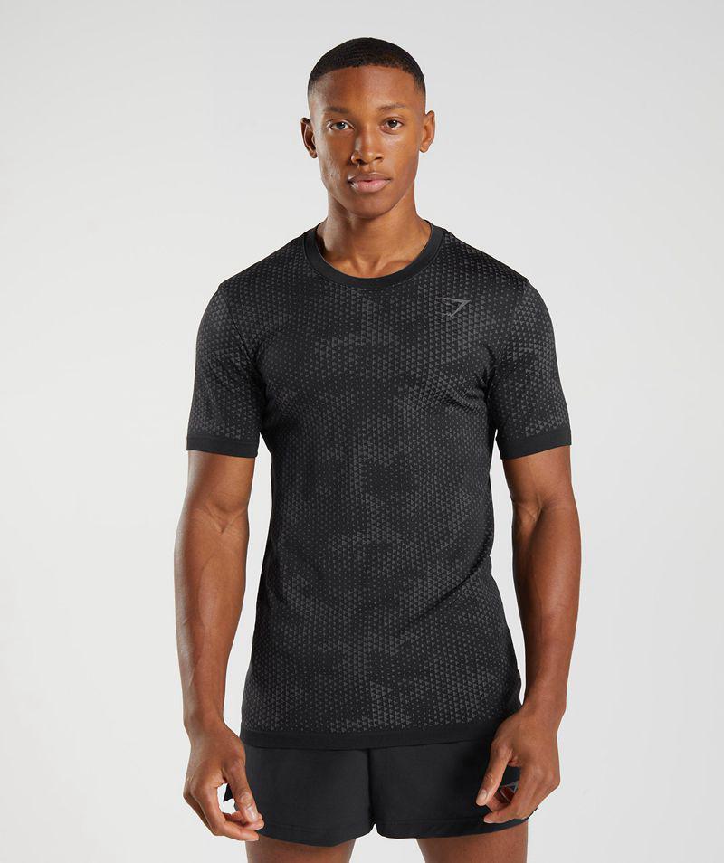 Gymshark Sport Seamless T-Shirts Férfi Fekete  Hungary |  MOJWK-9581