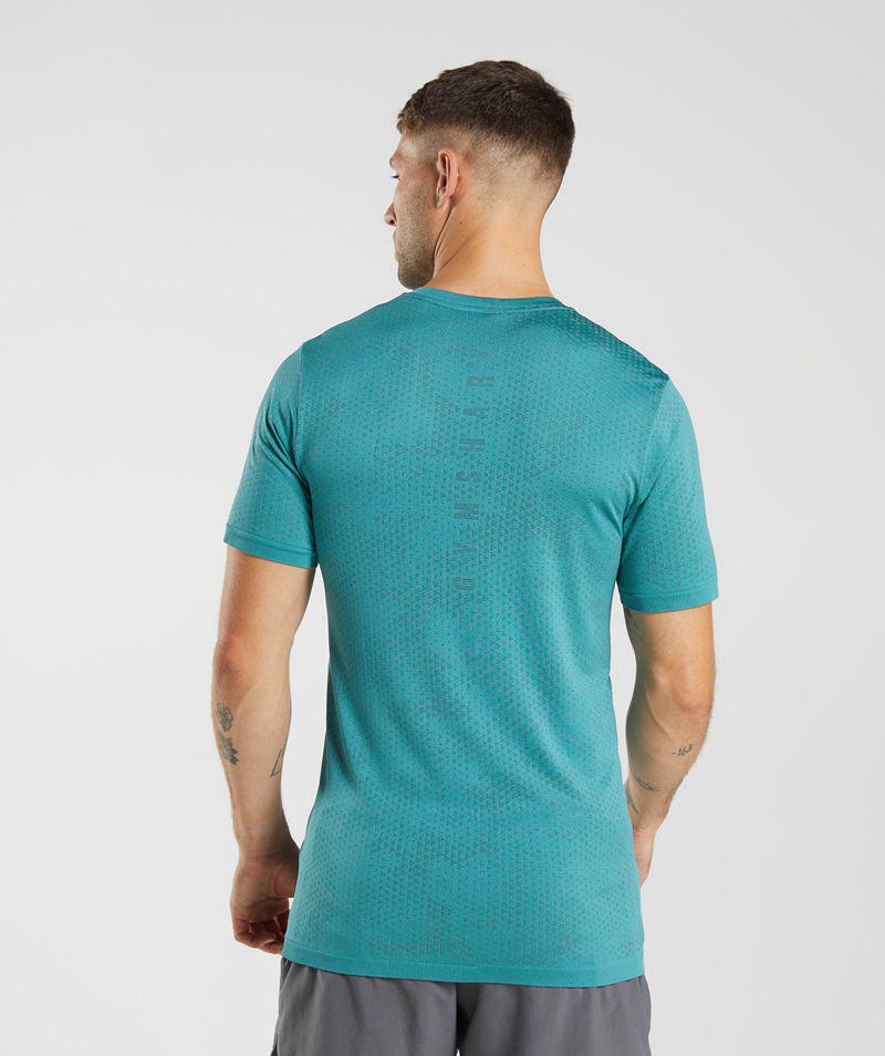 Gymshark Sport Seamless T-Shirts Férfi Türkiz  Hungary |  GVFZX-6470