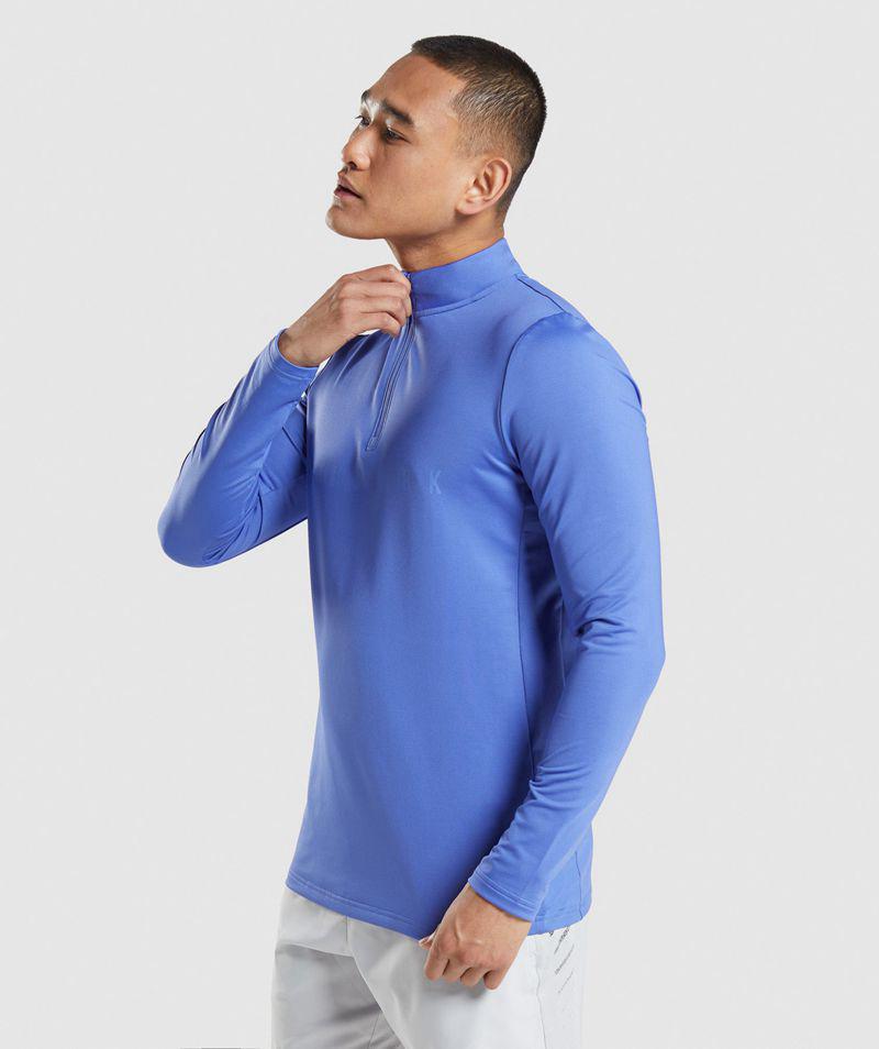 Gymshark Sport Stripe 1/4 Zip Pulóverek Férfi Kék  Hungary |  MYGWN-6152