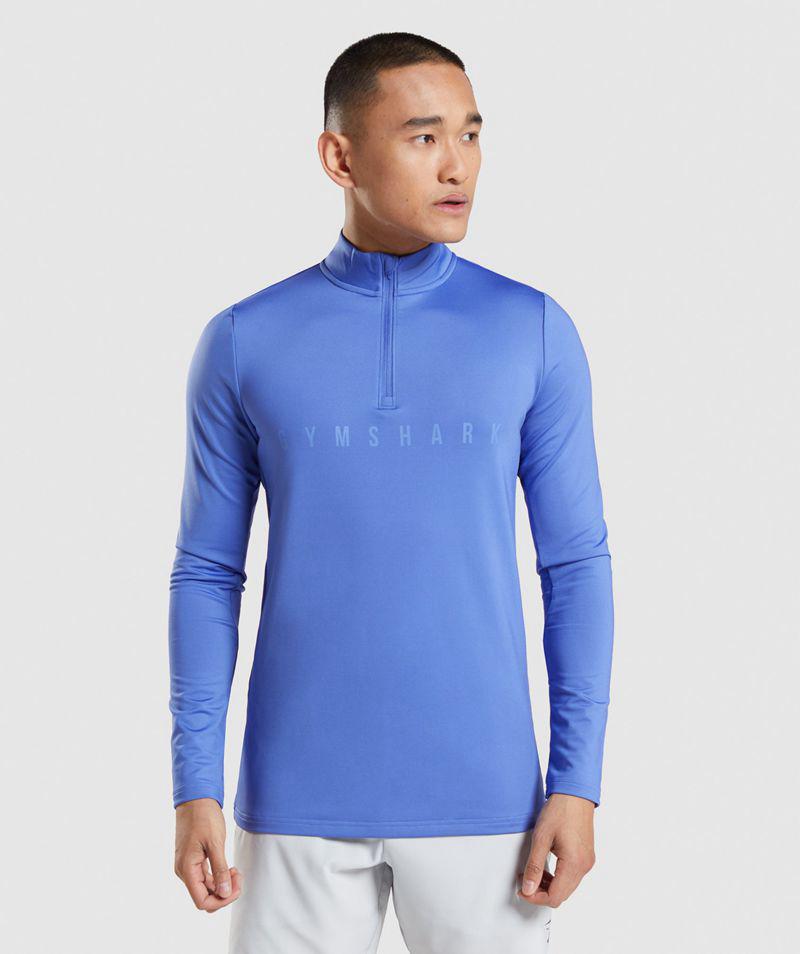 Gymshark Sport Stripe 1/4 Zip Pulóverek Férfi Kék  Hungary |  MYGWN-6152