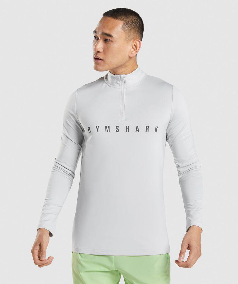 Gymshark Sport Stripe 1/4 Zip Pulóverek Férfi Világos Szürke  Hungary |  OWMRH-3162