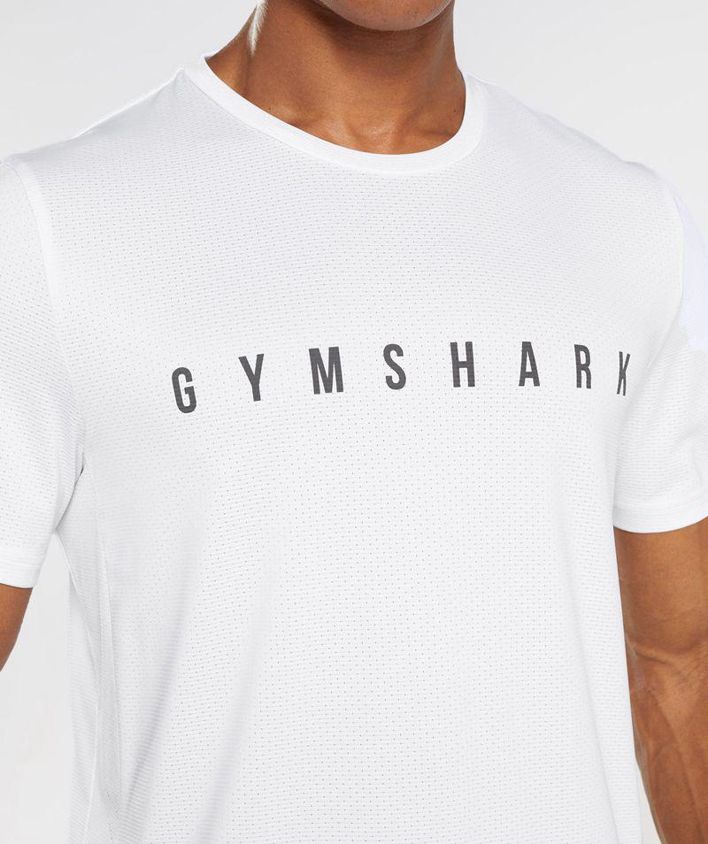 Gymshark Sport Stripe T-Shirts Férfi Fehér  Hungary |  QAFWP-0216