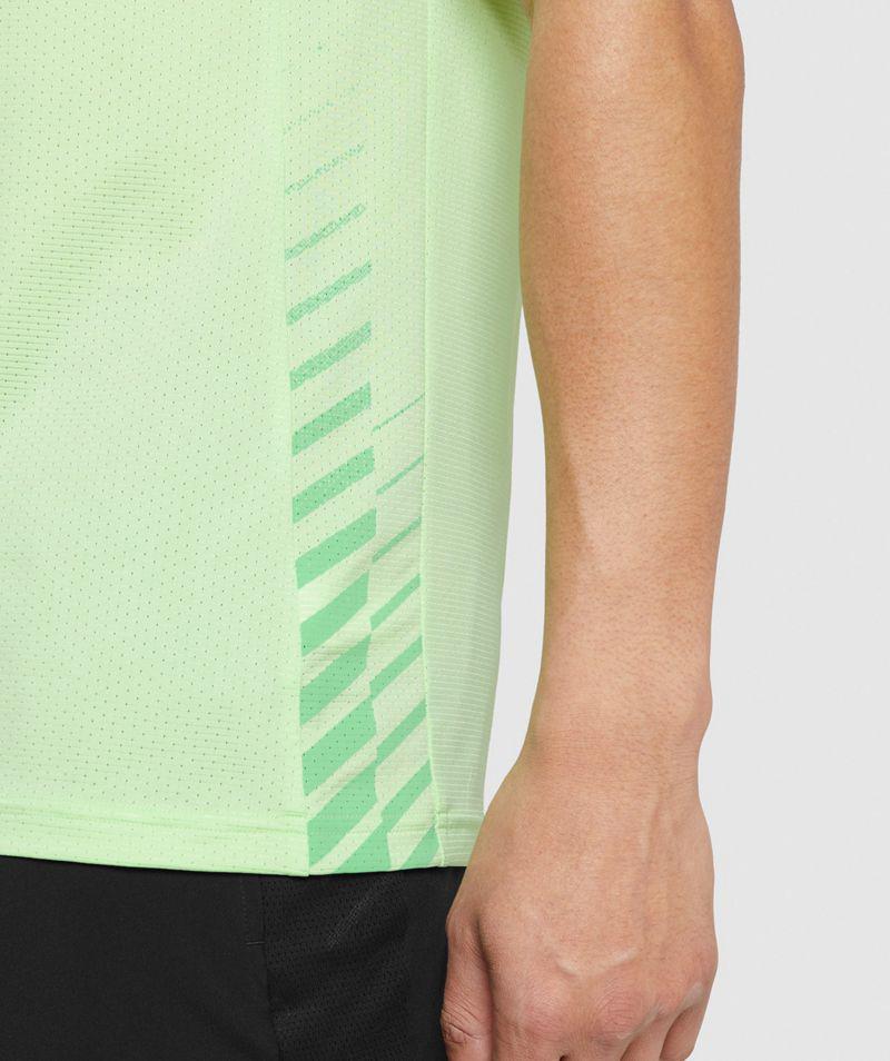 Gymshark Sport Stripe T-Shirts Férfi Zöld  Hungary |  ESIQC-7230