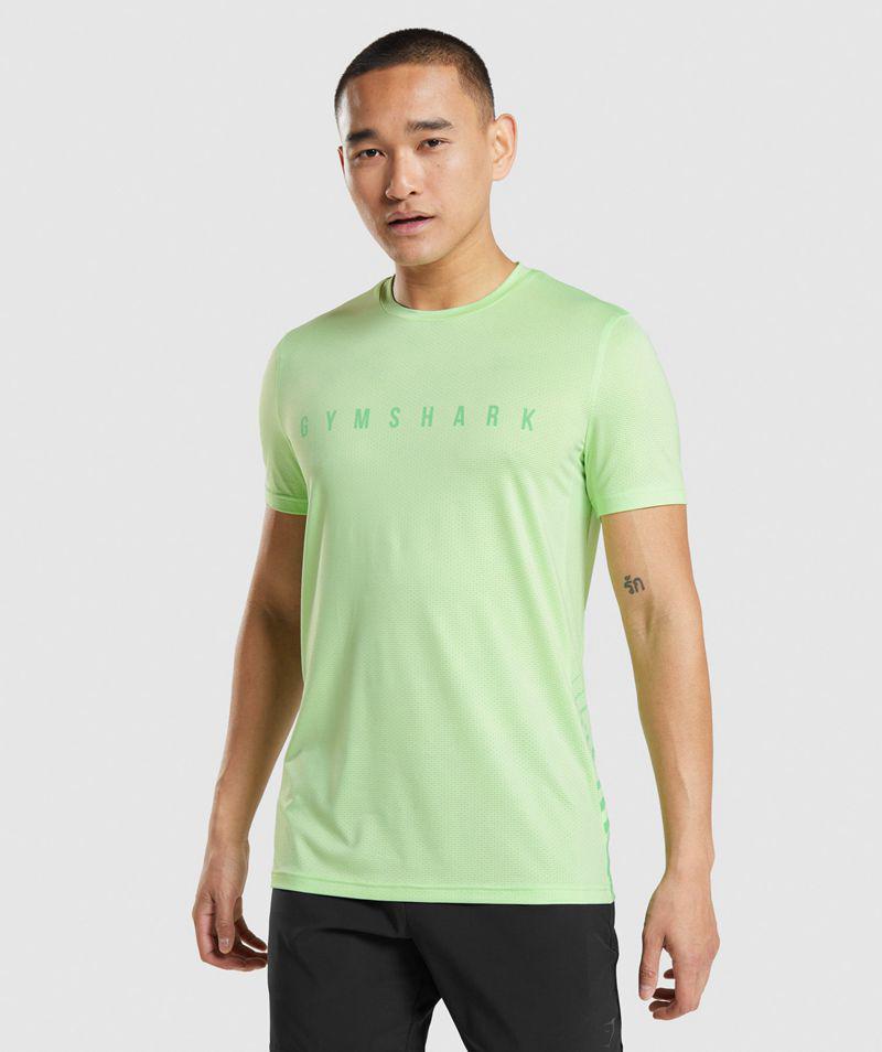 Gymshark Sport Stripe T-Shirts Férfi Zöld  Hungary |  ESIQC-7230