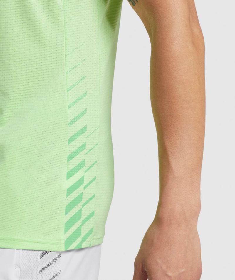 Gymshark Sport Stripe Ujjatlan Póló Férfi Zöld  Hungary |  HPNTI-7509