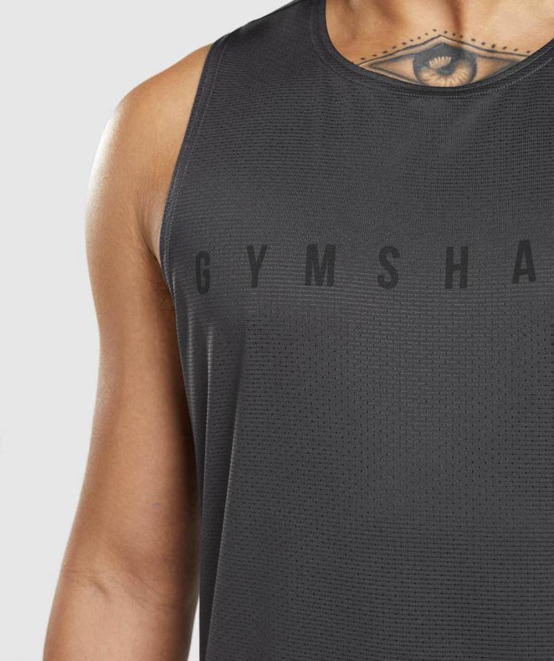 Gymshark Sport Stripe Ujjatlan Póló Férfi Fekete Szürke  Hungary |  MRKFQ-2516