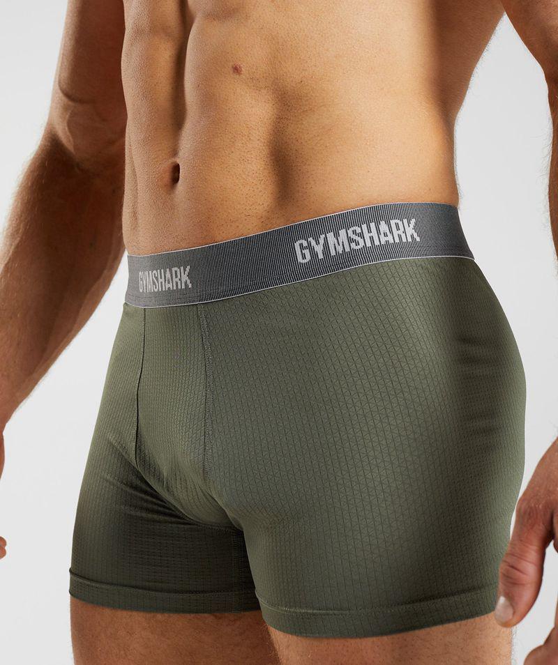 Gymshark Sports Tech Boxers 2pk Fehérnemű Férfi Olivazöld  Hungary |  GJAWO-0692