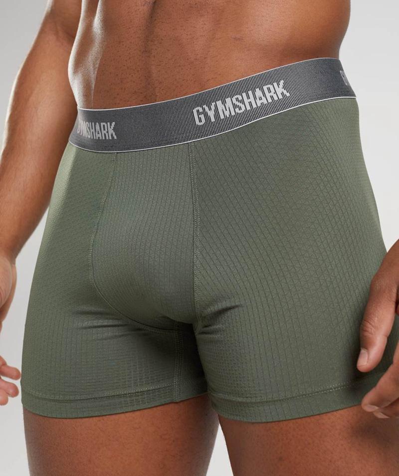 Gymshark Sports Tech Boxers 2pk Fehérnemű Férfi Fekete Olivazöld  Hungary |  IMLBX-0197