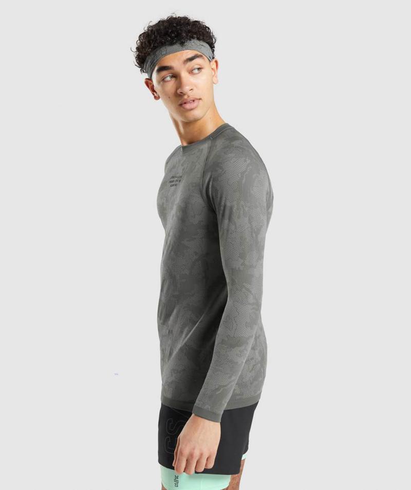 Gymshark Steve Cook Long Sleeve Seamless Pulóverek Férfi Szürke Szürke Szürke  Hungary |  YRIMQ-2039