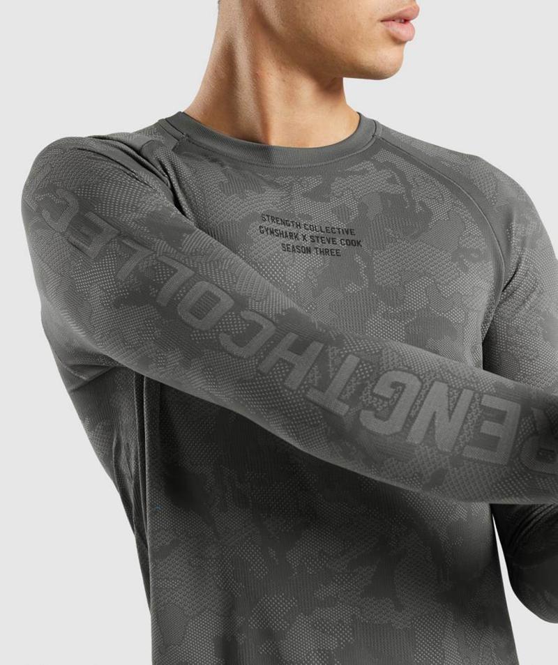 Gymshark Steve Cook Long Sleeve Seamless Pulóverek Férfi Szürke Szürke Szürke  Hungary |  YRIMQ-2039