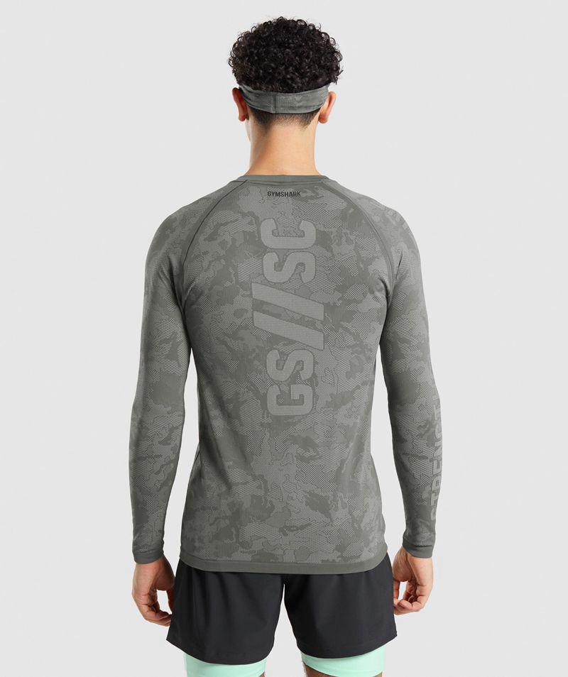 Gymshark Steve Cook Long Sleeve Seamless T-Shirts Férfi Szürke  Hungary |  YVHUA-3456