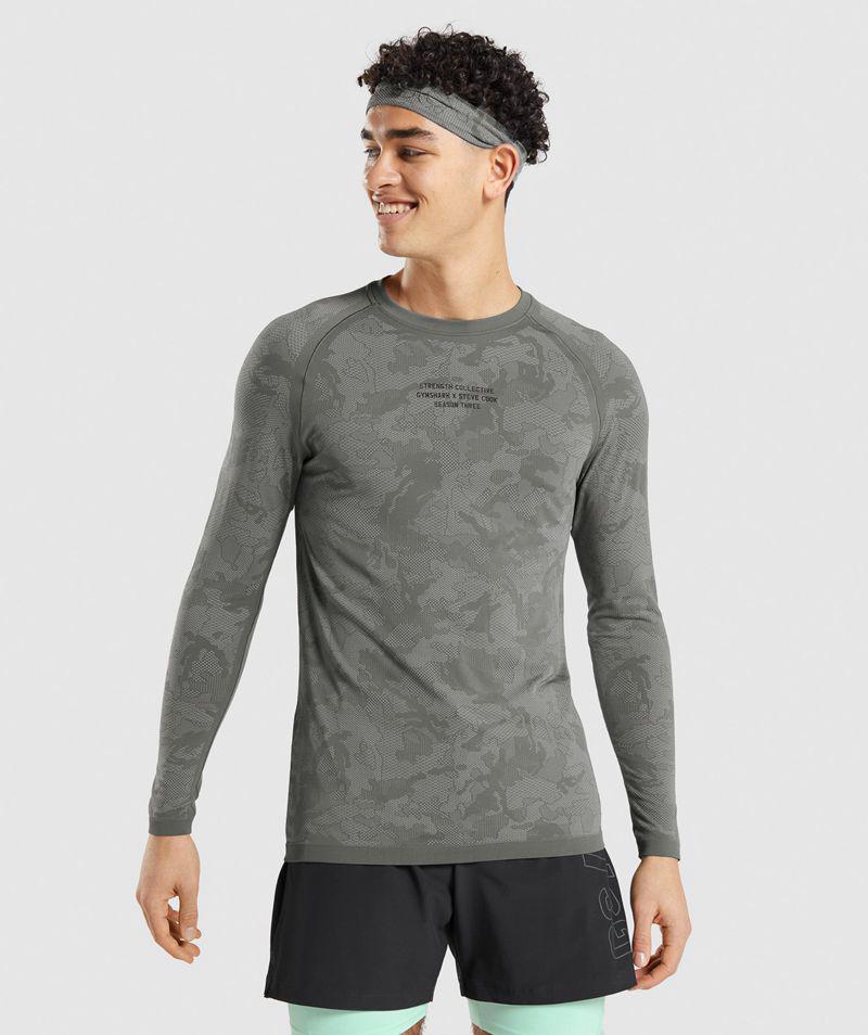 Gymshark Steve Cook Long Sleeve Seamless T-Shirts Férfi Szürke  Hungary |  YVHUA-3456