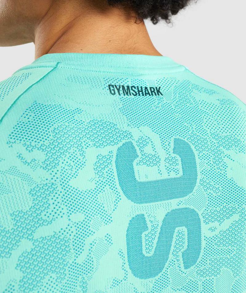 Gymshark Steve Cook Seamless T-Shirts Férfi Világos Türkiz Kék  Hungary |  CEJGR-0193