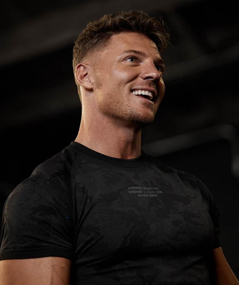 Gymshark Steve Cook Seamless T-Shirts Férfi Fekete Mélyszürke Szürke  Hungary |  VKFWG-9284